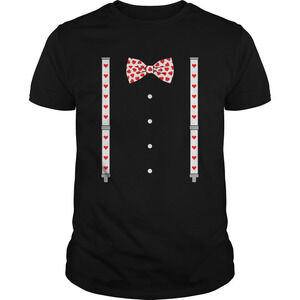 Hearts Bow Tiesuspenders Valentines Day Costume Shirt